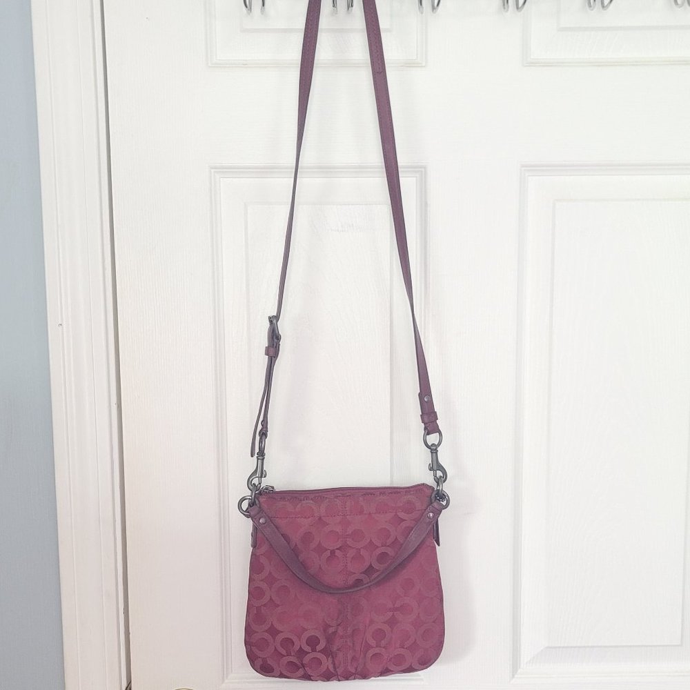 Pink Coach Handbag with Adjustable Shoulder Leather Strap